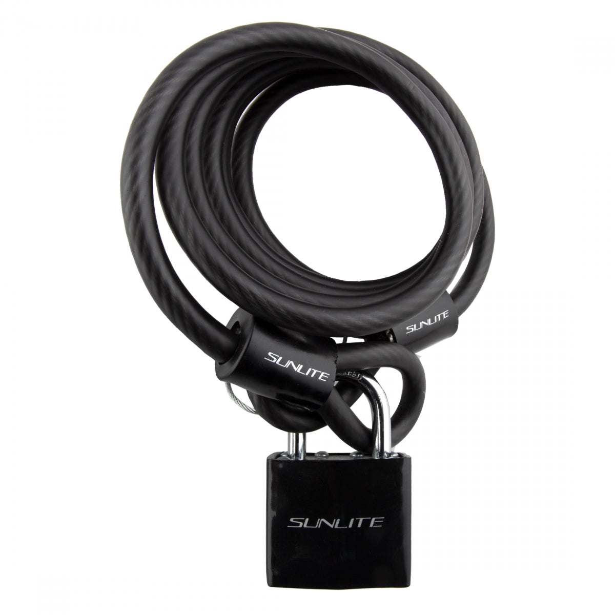 LOCK SUNLT CBL 8mmx6f W/PAD-KEY COIL BLK